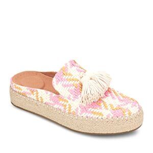 Gentle Souls Kenneth Cole Womens Pink Patterned Padded Tasseled Woven Rory Round